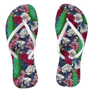 Tongs Peacocks dans le jardin rose