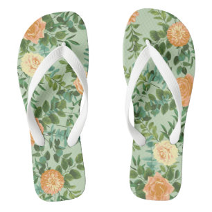 Tongs Pêche Mariage vert Printemps Pastel Floral