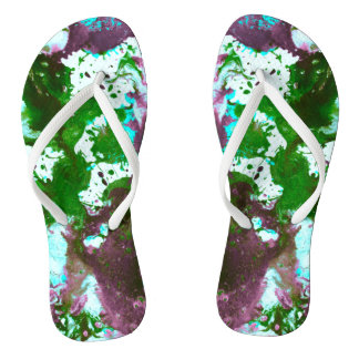 Tongs Peinture Abstraite colorée vert et violet