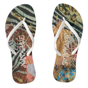 Tongs Peinture Abstraite d'or africain