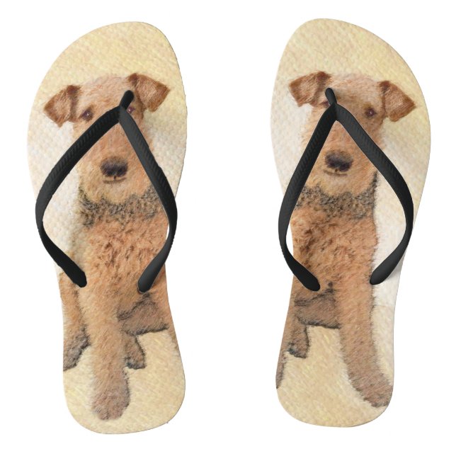 Tongs Peinture Airedale Terrier - Cute Original Art (Semelle)