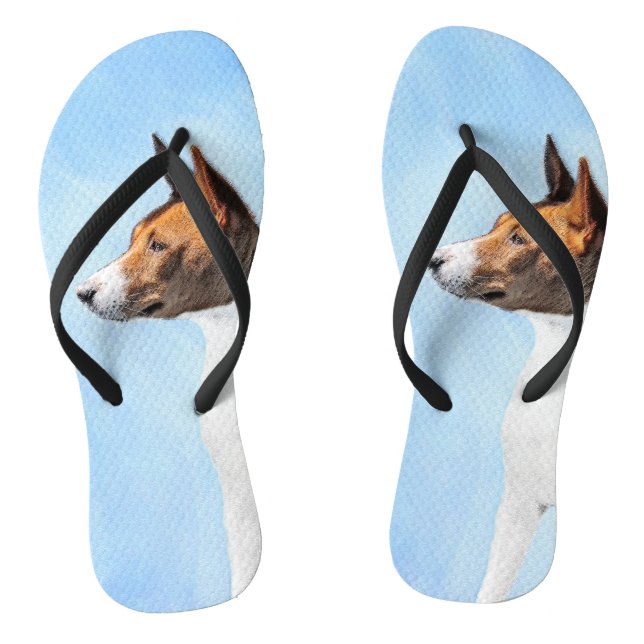 Tongs Peinture Basenji - Belle Art Original (Semelle)