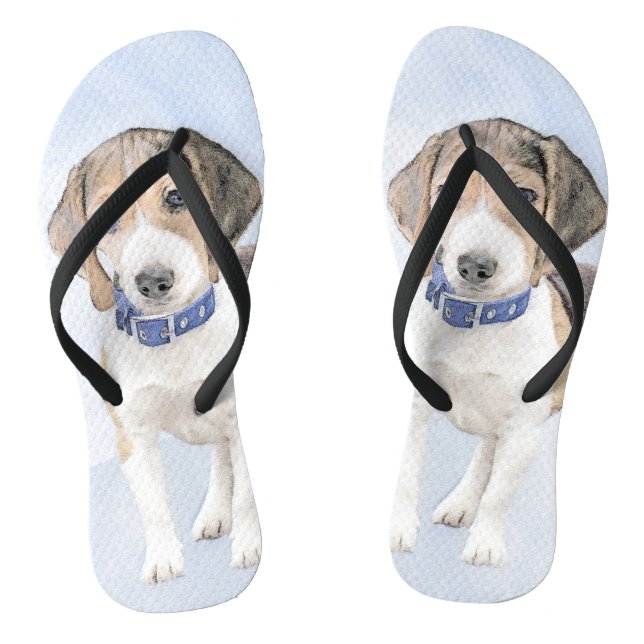 Tongs Peinture de Beagle - Art original de chien mignon (Semelle)