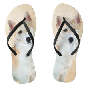Tongs Peinture de chien de Canaan - jolie art original d