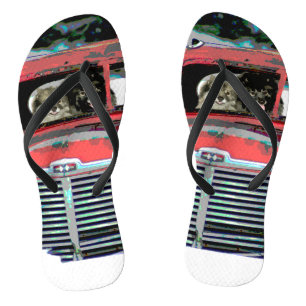 Tongs Peinture de chien de Noël Keeshond vieux camion Ar