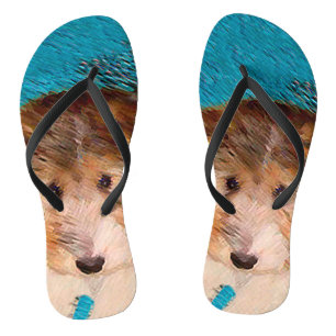 Tongs Peinture de chiot Terrier Fox - Art de chien origi