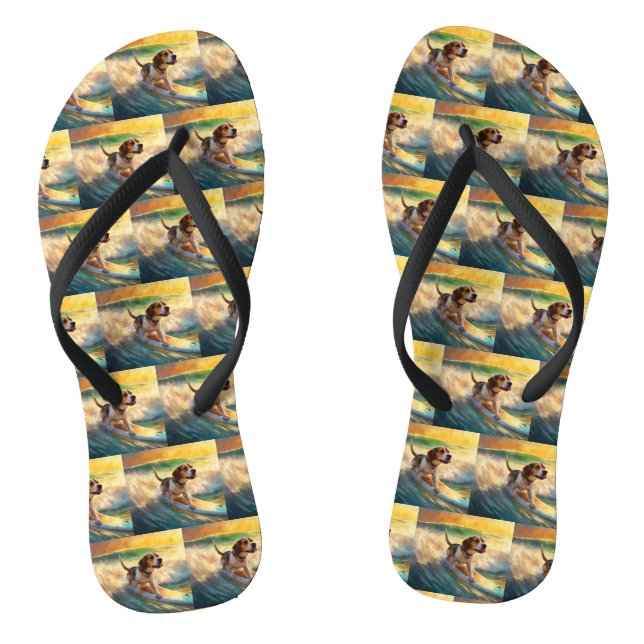 Tongs Peinture de surf de la plage Beagle (Semelle)
