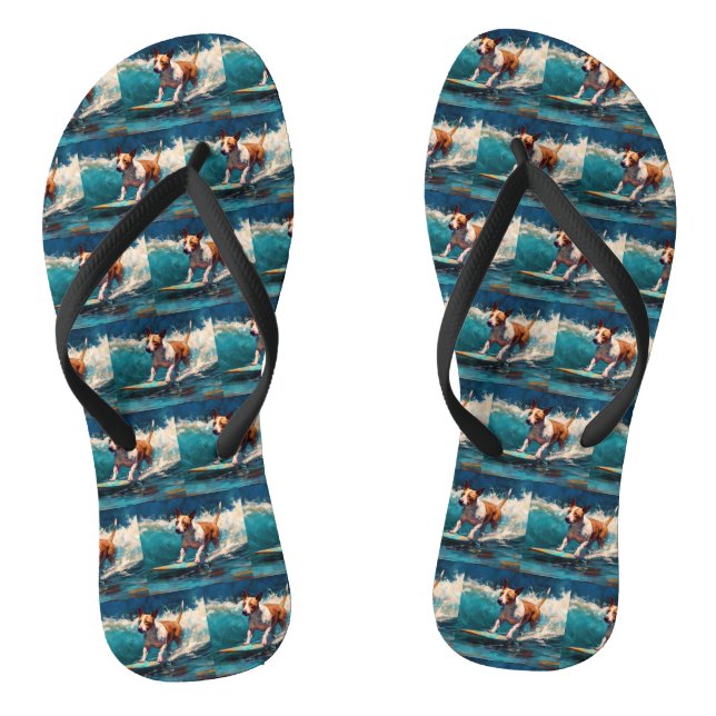 Tongs Peinture de surf de plage de Bull Terrier (Semelle)