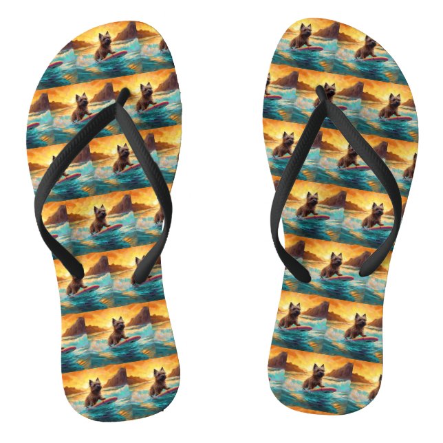 Tongs Peinture de surf de plage de Cairn Terrier (Semelle)