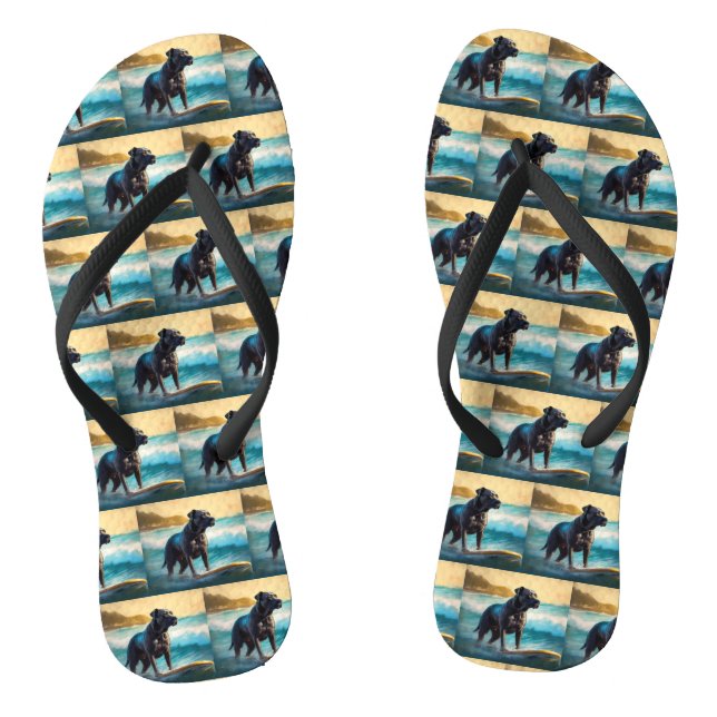 Tongs Peinture de surf de plage de Cane Corso (Semelle)