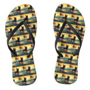Tongs Peinture de Surf sur la Plage d'Affenpinscher