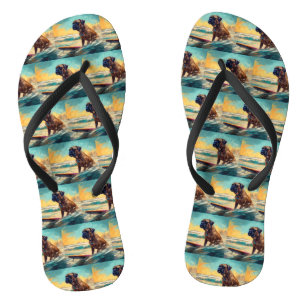 Tongs Peinture de Surf sur la Plage de Bullmastiff