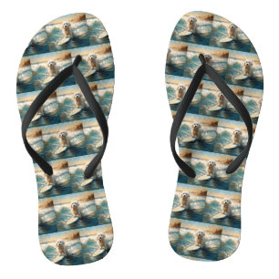 Tongs Peinture de Surf sur la Plage de Coton De Tulear