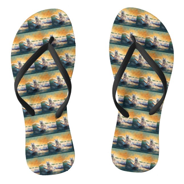 Tongs Peinture de Surf sur Plage de l'Eskimo Américain (Semelle)