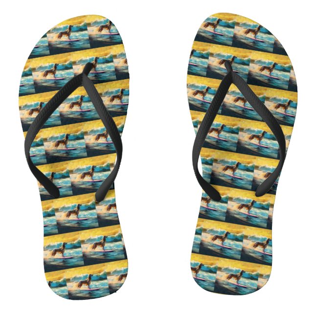 Tongs Peinture de Surf sur Plage de Lévrier Afghan (Semelle)