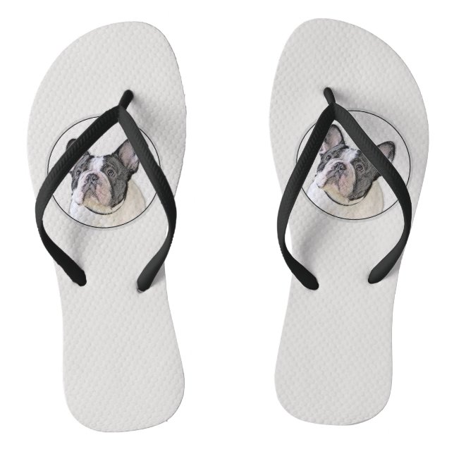 Tongs Peinture française de Bulldog (Pied de broche) - A (Semelle)