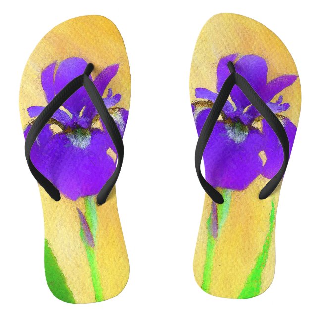 Tongs Peinture Iris à pois pourpre - Chien original mign (Semelle)
