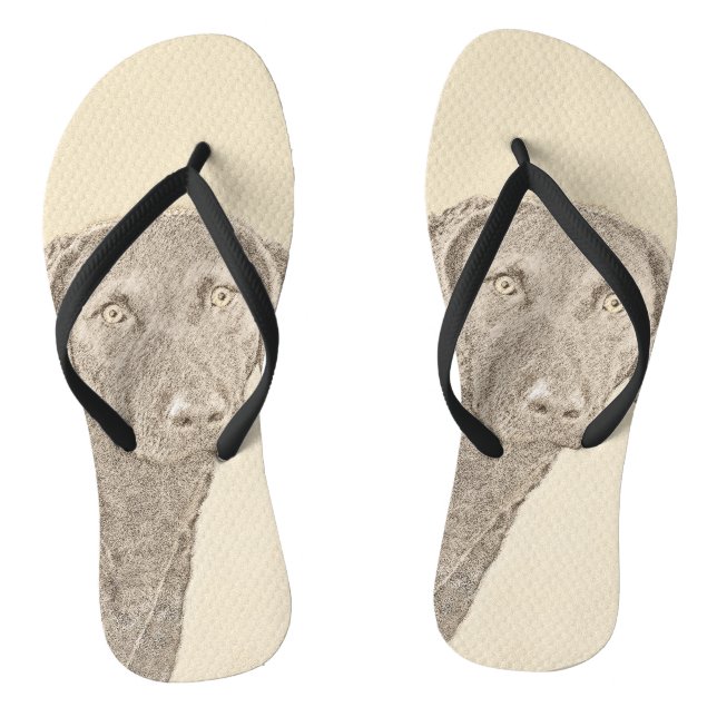 Tongs Peinture originale de chien par Retriever de Chesa (Semelle)