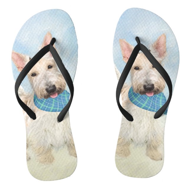 Tongs Peinture originale de chien Wheaten Terrier Écossa (Semelle)