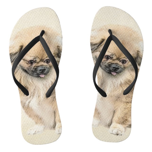 Tongs Peinture Pekingese - Cute Original Chien Art (Semelle)