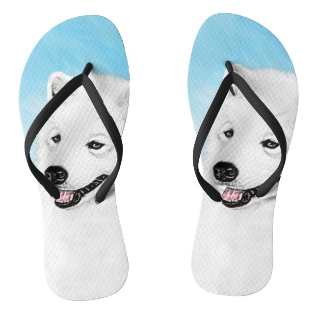Tongs Peinture Samoyed - Cute Original Chien Art (Semelle)
