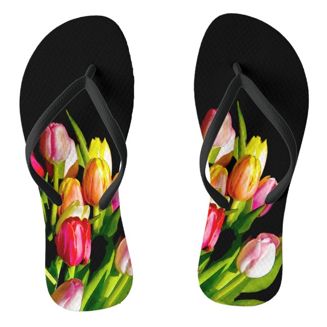 Tongs Peinture Tulip - Art Fleur original (Semelle)