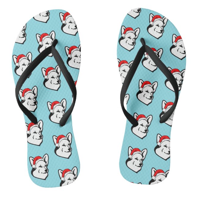 Tongs Pembroke Welsh Corgi Chien Noël Chapeau de Noël (Semelle)