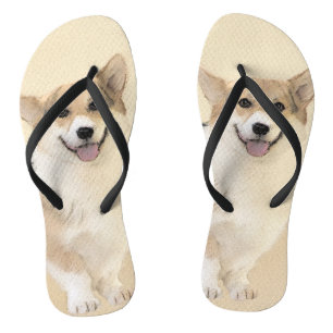 Tongs Pembroke Welsh Corgi Peinture - Art Chien original