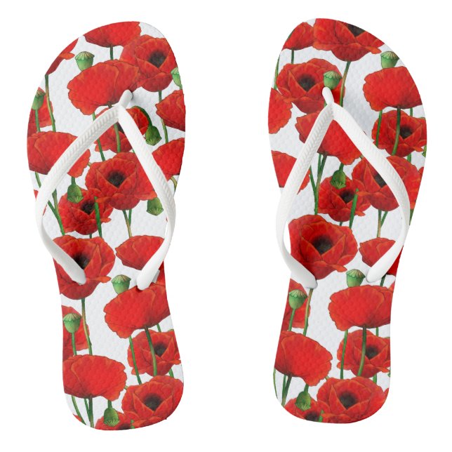 Tongs Pépites rouges modèle floral (Semelle)