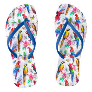 Tongs Perroquets de style aquarelle