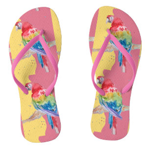 Tongs Perroquets Tropical Macaw Bird Pink Thongs