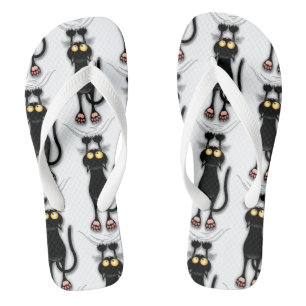 Tongs Personnage de chat drôle grattant le tissu