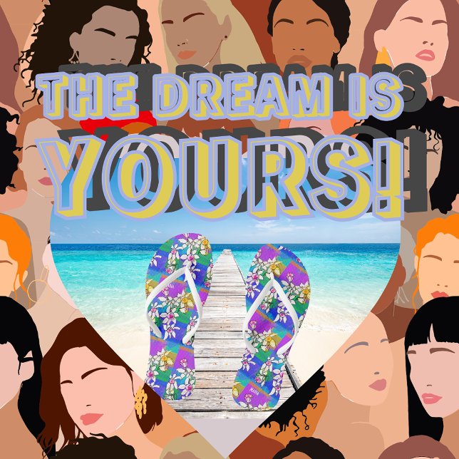 Tongs Personnaliser Initial, Floral Bright Birthday Cade (Créateur téléchargé)