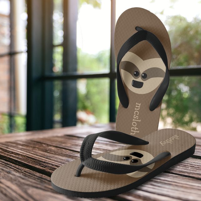 Tongs personnalisés pour enfants avec paresseux dr (Fun sloth flip flops just for you.)