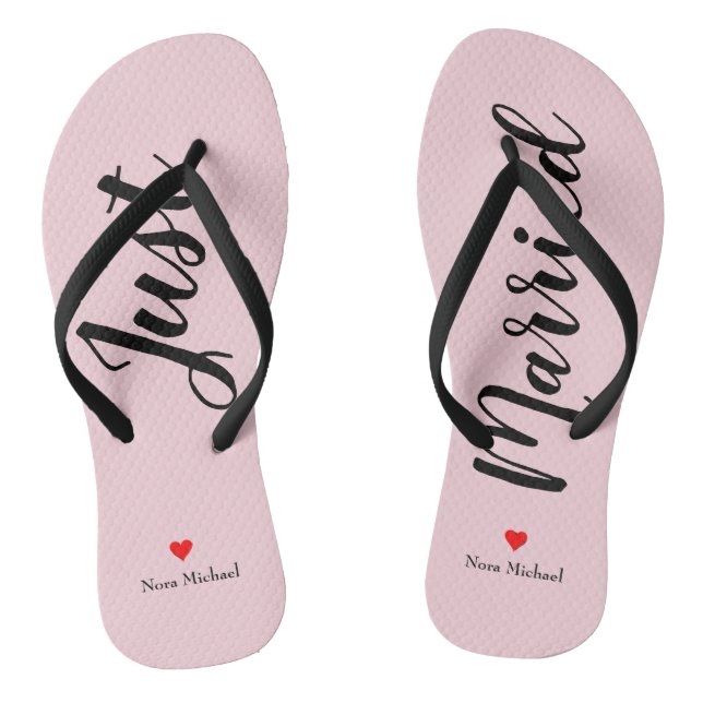 Tongs Personnalisez Just Married Flip Flops en rose pâle (Semelle)