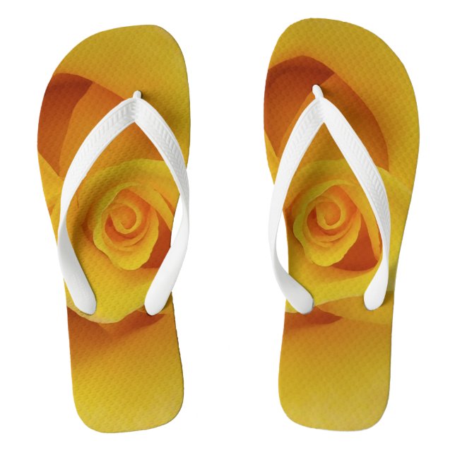 Tongs Pétales de rose jaune romantiques (Semelle)