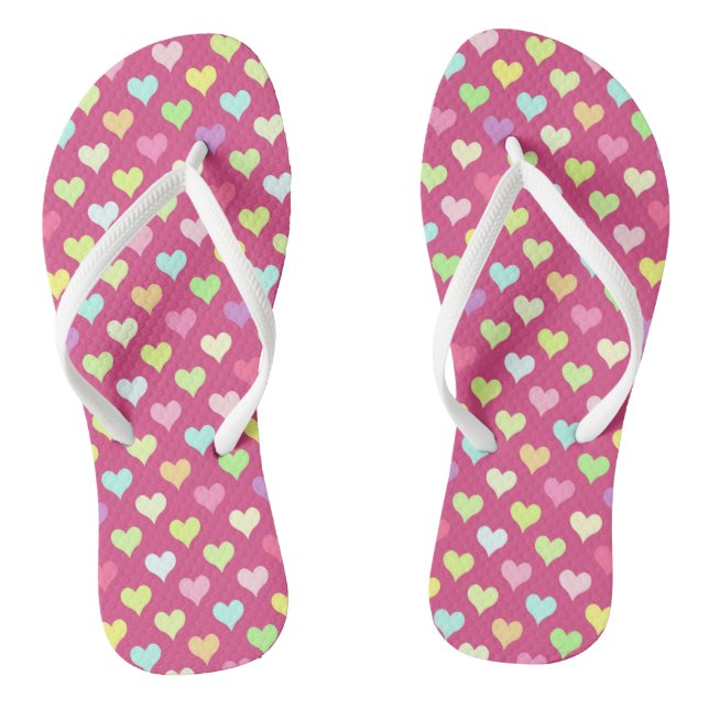 Tongs Petits Coeurs Multicouleurs Flip Flops (Semelle)