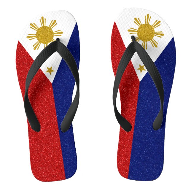 Tongs Philippines : Drapeau Parties scintillant, larges  (Semelle)
