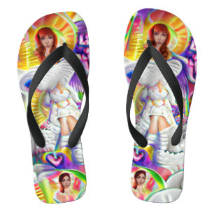 Tongs Phycodelic Angel Trip Custom Created Flip Flops