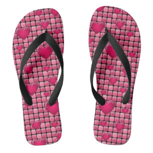 Tongs Pile rose avec des coeurs