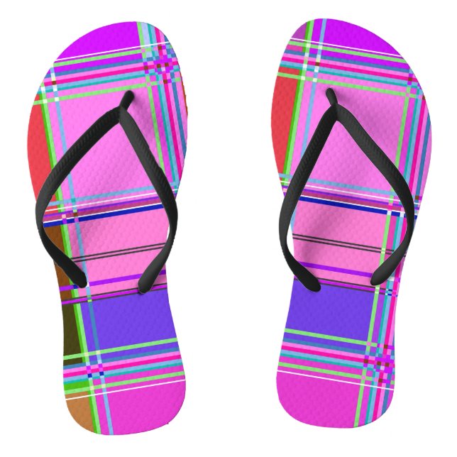 Tongs Pink tartan Fabric Pattern Cloth Madras (Semelle)