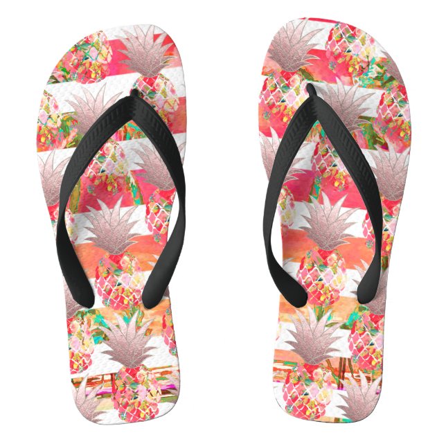 Tongs PixDezines Aloha Pineapples+Stripes (Semelle)