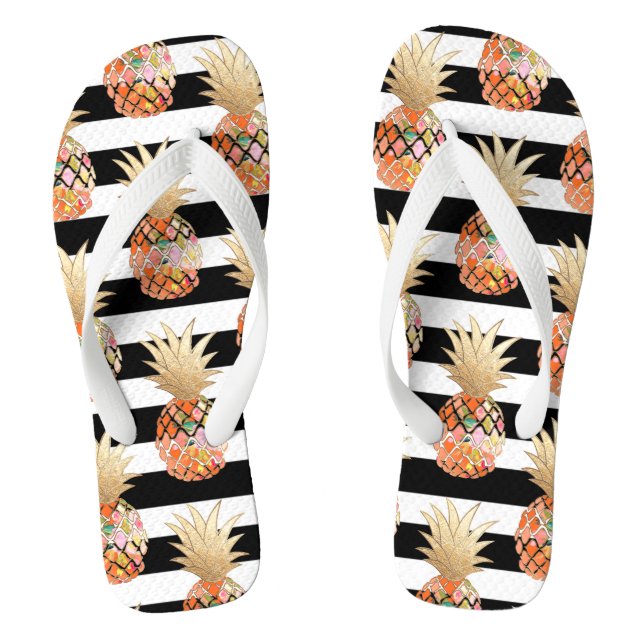 Tongs PixDezines Aloha Pineapples+Stripes (Semelle)