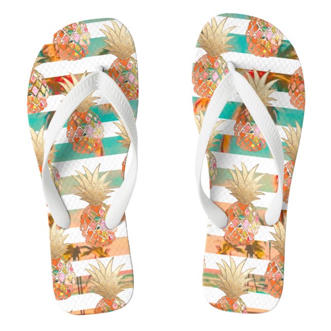 Tongs PixDezines Aloha Pineapples+Stripes (Semelle)