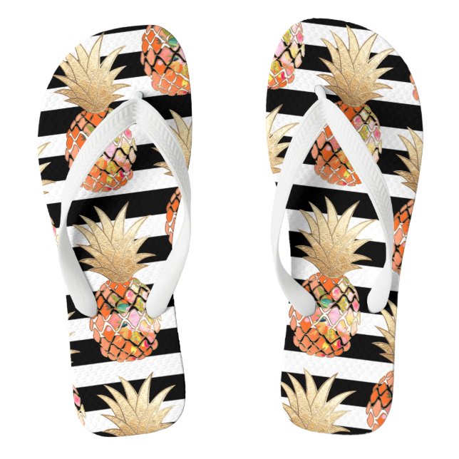 Tongs PixDezines Aloha Pineapples+Stripes (Semelle)