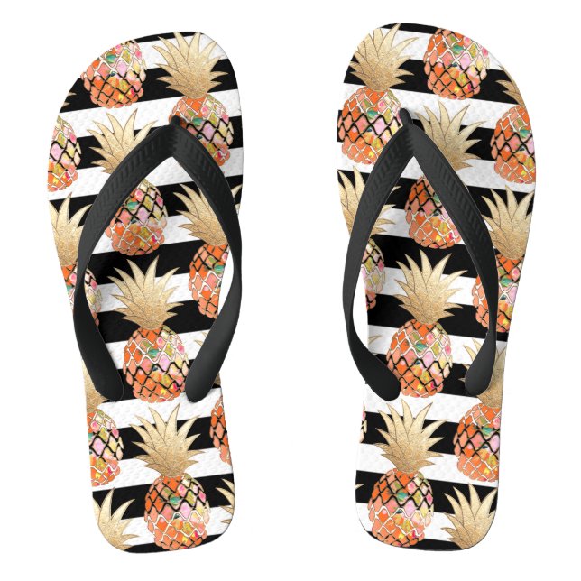 Tongs PixDezines Aloha Pineapples+Stripes (Semelle)
