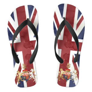 Tongs PIXDEZINES COULEUR D'EAU UNION JACK et INSIGNIE