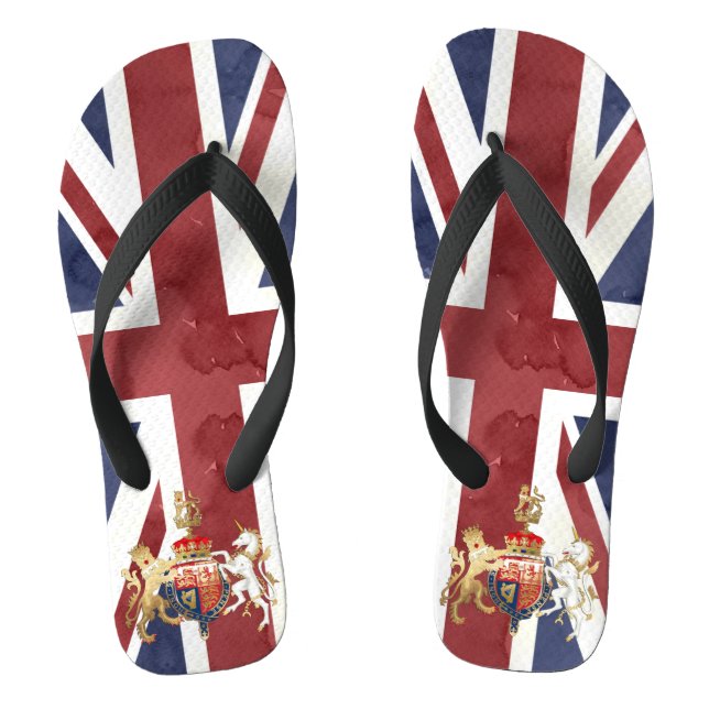Tongs PIXDEZINES COULEUR D'EAU UNION JACK et INSIGNIE (Semelle)