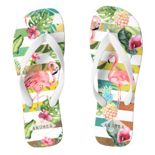 Tongs PixDezines FLAMANTS ROSES ROSE, THÈME TROPICAL