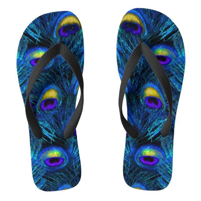 Tongs PixDezines PSYCHEDELIC BLUE PEACOCK FEATHER (Semelle)